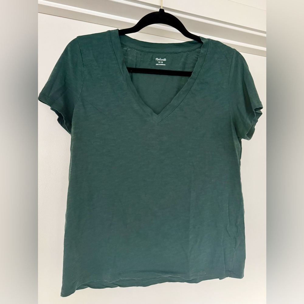 Madewell Teal V-Neck Short Sleeve Tee